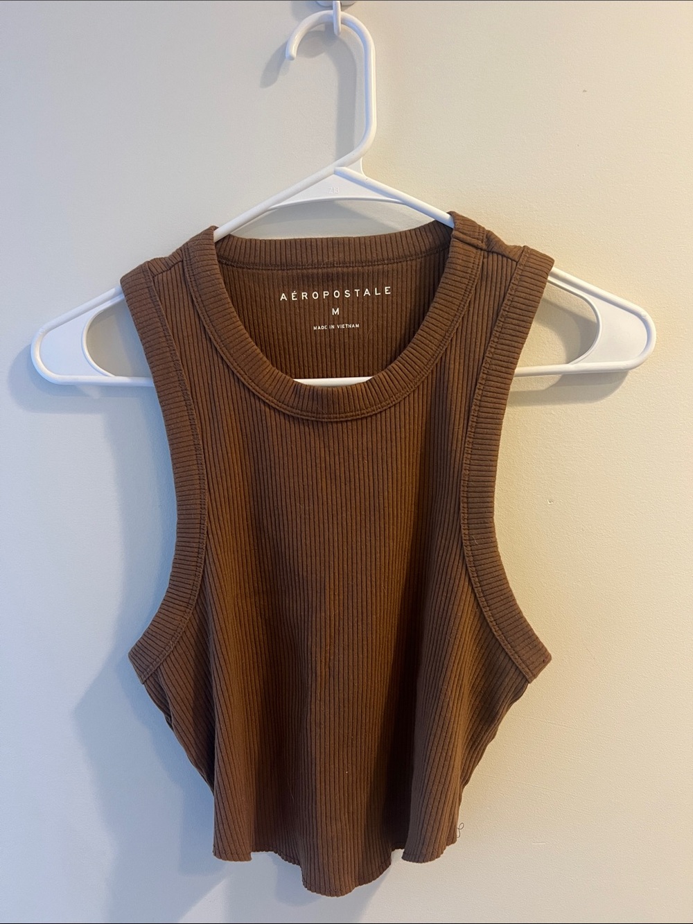 Aeropostale Ribbed Brown Cropped Tank Top